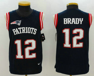 Men's New England Patriots #12 Tom Brady Navy Blue Color Rush 2017 Vest Stitched NFL Nike Tank Top Jersey