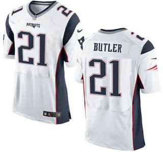 Men's New England Patriots #21 Malcolm Butler White Road 2015 NFL Nike Elite Jersey