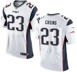 Men's New England Patriots #23 Patrick Chung White Road 2015 NFL Nike Elite Jersey