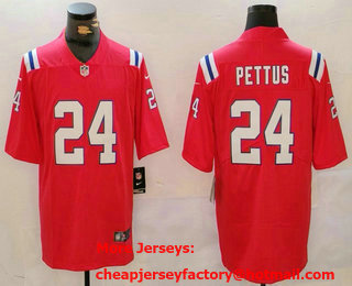 Men's New England Patriots #24 Dell Pettus Red Vapor Limited Stitched Jersey