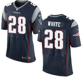 Men's New England Patriots #28 James White Navy Blue Team Color Men's Stitched NFL New Elite Jersey