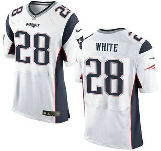 Men's New England Patriots #28 James White White Road 2015 NFL Nike Elite Jersey