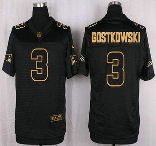 Men's New England Patriots #3 Stephen Gostkowski Pro Line Black Gold Collection Elite Jersey