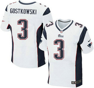Men's New England Patriots #3 Stephen Gostkowski White Road NFL Nike Elite Jersey