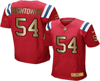 Men's New England Patriots #54 Dont'a Hightower Red With Gold Stitched NFL Nike Elite Jersey
