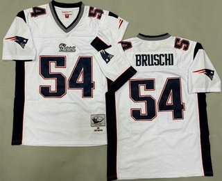 Men's New England Patriots #54 Tedy Bruschi White 1996 Throwback Jersey