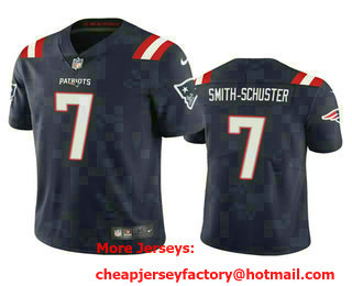 Men's New England Patriots #7 JuJu Smith Schuster Navy Vapor Untouchable Stitched Jersey