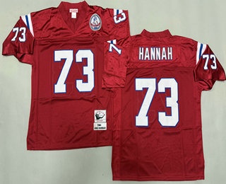 Men's New England Patriots #73 John Hannah Red 1984 Throwback Jersey