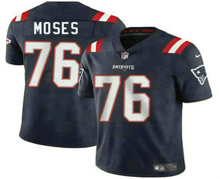 Men's New England Patriots #76 Morgan Moses Navy Vapor Limited Stitched Jersey