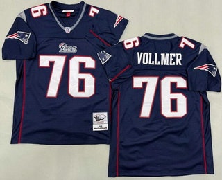 Men's New England Patriots #76 Sebastian Vollmer Navy 2009 Throwback Jersey