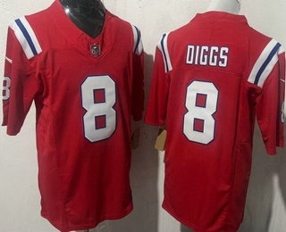 Men's New England Patriots #8 Stefon Diggs Limited Red FUSE Vapor Jersey