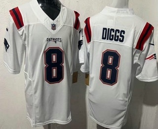 Men's New England Patriots #8 Stefon Diggs Limited White FUSE Vapor Jersey