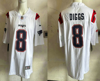 Men's New England Patriots #8 Stefon Diggs Limited White Vapor Jersey