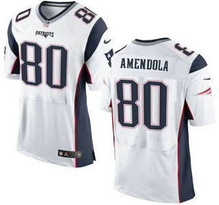 Men's New England Patriots #80 Danny Amendola White Road 2015 NFL Nike Elite Jersey