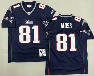 Men's New England Patriots #81 Randy Moss Navy 2007 Throwback Jersey