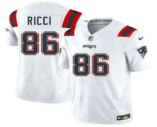 Men's New England Patriots #86 Giovanni Ricci White FUSE Vapor Limited Stitched Jersey