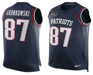 Men's New England Patriots #87 Rob Gronkowski Blue Nike Player Name And Number Tank Top