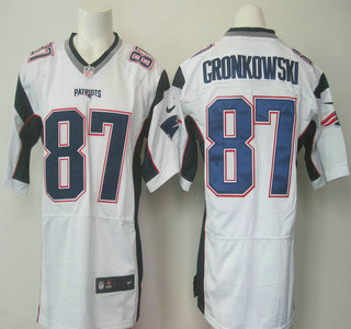 Men's New England Patriots #87 Rob Gronkowski White Road 2015 NFL Nike Elite Jersey