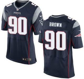 Men's New England Patriots #90 Malcom Brown Navy Blue Team Color 2015 NFL Nike Elite Jersey