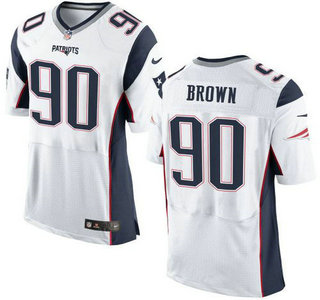 Men's New England Patriots #90 Malcom Brown White Road 2015 NFL Nike Elite Jersey