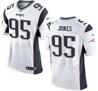 Men's New England Patriots #95 Chandler Jones White Road 2015 NFL Nike Elite Jersey