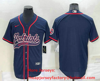 Men's New England Patriots Blank Navy Blue Stitched MLB Cool Base Nike Baseball Jersey