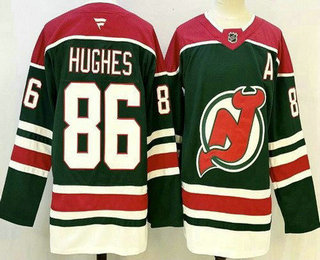 Men's New Jersey Devils #86 Jack Hughes Green Authentic Jersey