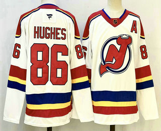 Men's New Jersey Devils #86 Jack Hughes White Authentic Jersey
