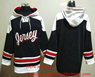 Men's New Jersey Devils Blank Black Ageless Must Have Lace Up Pullover Hoodie