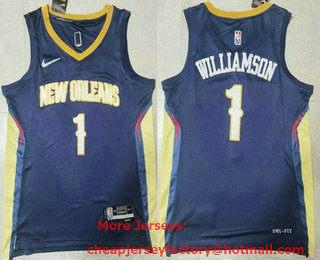Men's New Orleans Pelicans #1 Zion Williamson Navy Diamond 75th Icon Swingman Jersey