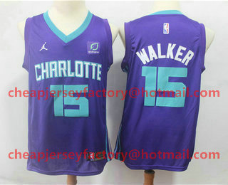 Men's New Orleans Pelicans #15 Kemba Walker Purple 2019 Jordan Swingman Stitched NBA Jersey With The Sponsor Logo