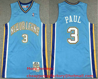 Men's New Orleans Pelicans #3 Chris Paul Light Blue 2005-06 Hardwood Classics Soul Swingman Stitched Throwback Jersey