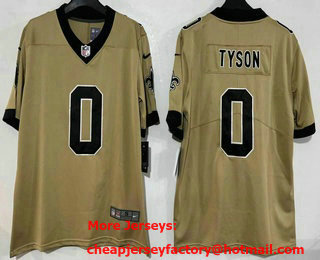 Men's New Orleans Saints #0 Jordyn Tyson Limited Gold Alternate Vapor Jersey