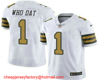 Men's New Orleans Saints #1 Who Dat White 2016 Color Rush Stitched NFL Nike Limited Jersey