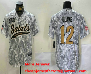 Men's New Orleans Saints #12 Chris Olave Arctic Camo 2024 Salute to Service Stitched Baseball Jersey