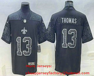 Men's New Orleans Saints #13 Michael Thomas Black Reflective Limited Stitched Football Jersey
