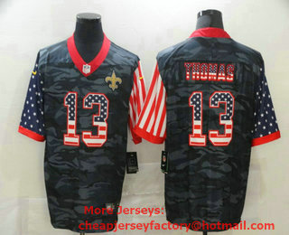 Men's New Orleans Saints #13 Michael Thomas USA Camo 2020 Salute To Service Stitched NFL Nike Limited Jersey