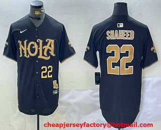Men's New Orleans Saints #22 Rashid Shaheed Number Black Cool Base Stitched Baseball Jersey