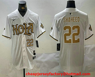 Men's New Orleans Saints #22 Rashid Shaheed Number White Cool Base Stitched Baseball Jersey