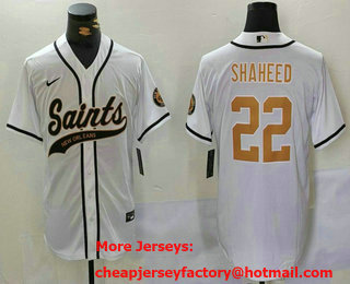 Men's New Orleans Saints #22 Rashid Shaheed White Cool Base Stitched Baseball Jersey
