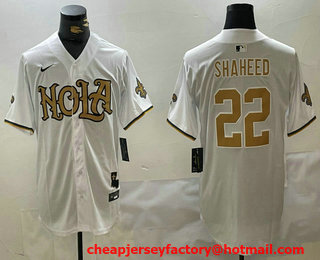 Men's New Orleans Saints #22 Rashid Shaheed White Cool Base Stitched Baseball Jersey