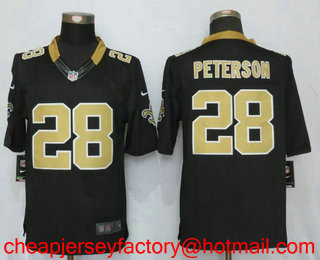 Men's New Orleans Saints #28 Adrian Peterson Black Team Color Stitched NFL Nike Limited Jersey