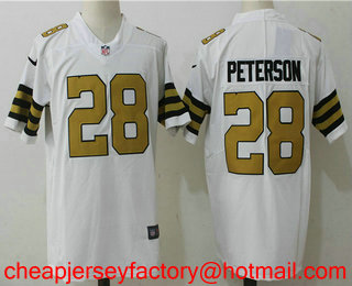 Men's New Orleans Saints #28 Adrian Peterson White 2016 Color Rush Stitched NFL Nike Limited Jersey