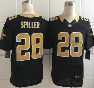 Men's New Orleans Saints #28 C.J. Spiller Nike Black Elite Jersey