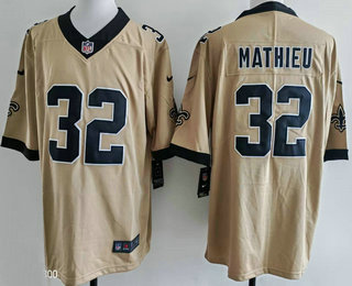 Men's New Orleans Saints #32 Tyrann Mathieu Limited Gold Alternate Vapor Jersey