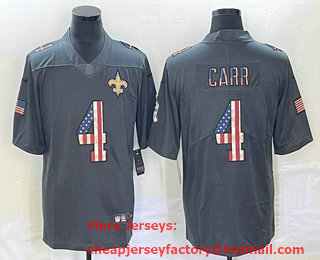 Men's New Orleans Saints #4 Derek Carr 2019 Black Salute To Service USA Flag Fashion Limited Jersey