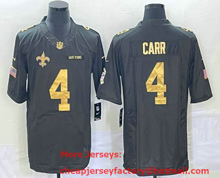 Men's New Orleans Saints #4 Derek Carr Anthracite Gold 2016 Salute To Service Stitched NFL Nike Limited Jersey