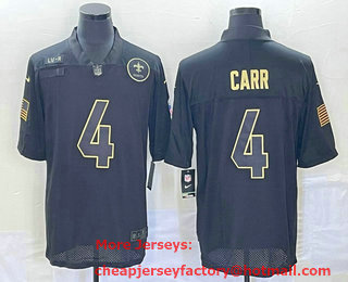 Men's New Orleans Saints #4 Derek Carr Black 2020 Salute To Service Stitched NFL Nike Limited Jersey