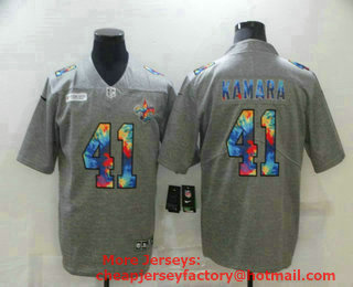 Men's New Orleans Saints #41 Alvin Kamara 2020 Grey Crucial Catch Limited Stitched NFL Jersey