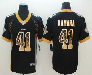 Men's New Orleans Saints #41 Alvin Kamara Black 2018 Fashion Drift Color Rush Stitched NFL Nike Limited Jersey